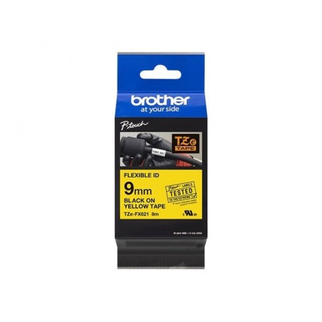 BROTHER TZEFX621 Taśma Brother 9mm BLACK ON YELLOW FLEXIBLE ID BROTHER TZEFX621 Taśma Brother 9mm BLACK ON YELLOW FLEXIBLE ID