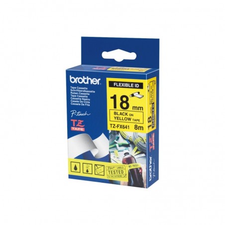 BROTHER TZEFX641 Taśma Brother 18mm BLACK ON YELLOW FLEXIBLE ID BROTHER TZEFX641 Taśma Brother 18mm BLACK ON YELLOW FLEXIBLE ID