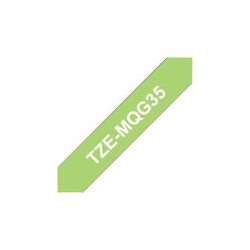 BROTHER TZEMQG35 Taśma Brother 12mm White / Lime Green matt (5M length) BROTHER TZEMQG35 Taśma Brother 12mm White / Lime Green matt (5M length)