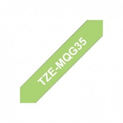 BROTHER TZEMQG35 Taśma Brother 12mm White / Lime Green matt (5M length) BROTHER TZEMQG35 Taśma Brother 12mm White / Lime Green matt (5M length)