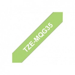 BROTHER TZEMQG35 Taśma Brother 12mm White / Lime Green matt (5M length) BROTHER TZEMQG35 Taśma Brother 12mm White / Lime Green matt (5M length)