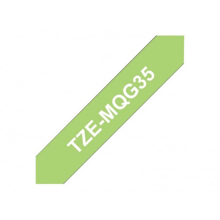 BROTHER TZEMQG35 Taśma Brother 12mm White / Lime Green matt (5M length) BROTHER TZEMQG35 Taśma Brother 12mm White / Lime Green matt (5M length)