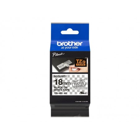 BROTHER TZESE4 Taśma Brother 18mm BLACK ON WHITESECURITY TAPE BROTHER TZESE4 Taśma Brother 18mm BLACK ON WHITESECURITY TAPE