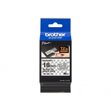 BROTHER TZESE4 Taśma Brother 18mm BLACK ON WHITESECURITY TAPE BROTHER TZESE4 Taśma Brother 18mm BLACK ON WHITESECURITY TAPE