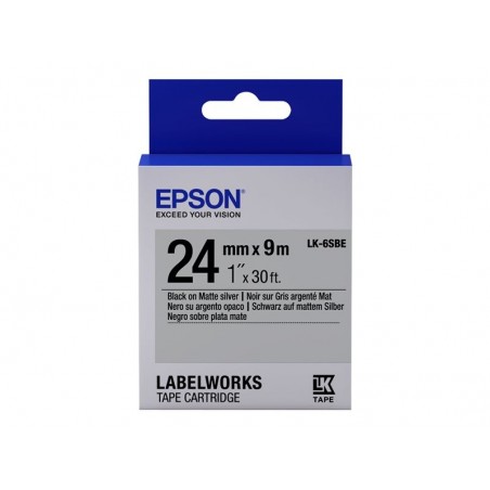 EPSON LK-6SBE Mat argent Noir/Argent mat EPSON LK-6SBE Mat argent Noir/Argent mat