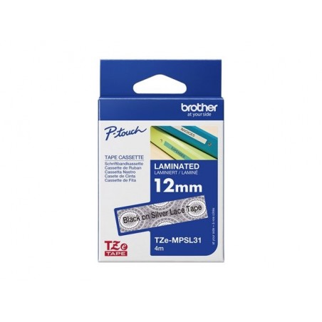BROTHER TZEMPSL31 Taśma Brother 12mm Silver lace pattern tape BROTHER TZEMPSL31 Taśma Brother 12mm Silver lace pattern tape