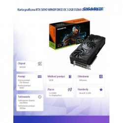 Karta graficzna RTX 5090 WINDFORCE OC 3 2GB 512bit GDDR7 DP/HDMI Karta graficzna RTX 5090 WINDFORCE OC 3 2GB 512bit GDDR7 DP/HDMI