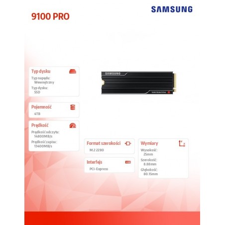 Dysk SSD 9100 PRO Heatsink NVMe MZ-VAP4T0CW Dysk SSD 9100 PRO Heatsink NVMe MZ-VAP4T0CW