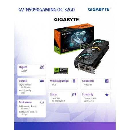Karta graficzna GV-N5090GAMING OC-32GD Karta graficzna GV-N5090GAMING OC-32GD