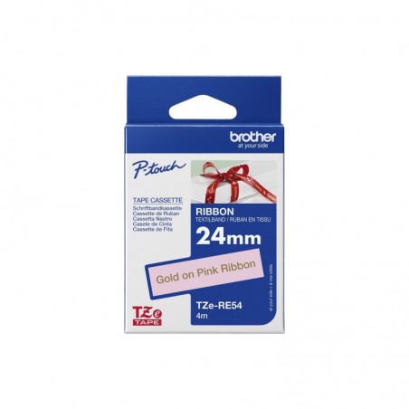 BROTHER P-Touch 24mm white/gold ribbon tape BROTHER P-Touch 24mm white/gold ribbon tape