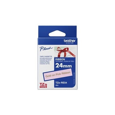 BROTHER P-Touch 24mm white/gold ribbon tape BROTHER P-Touch 24mm white/gold ribbon tape