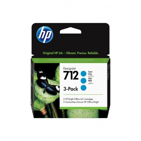 HP 712 3-Pack 29-ml Cyan DesignJet Ink Cartridge HP 712 3-Pack 29-ml Cyan DesignJet Ink Cartridge