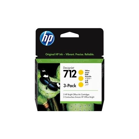 HP 712 3-Pack 29-ml Yellow DesignJet Ink Cartridge HP 712 3-Pack 29-ml Yellow DesignJet Ink Cartridge