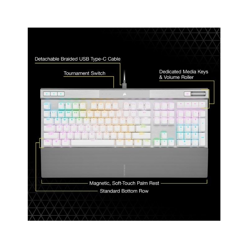 Klawiatura optyczno-mechaniczna K70 Pro RGB Biała