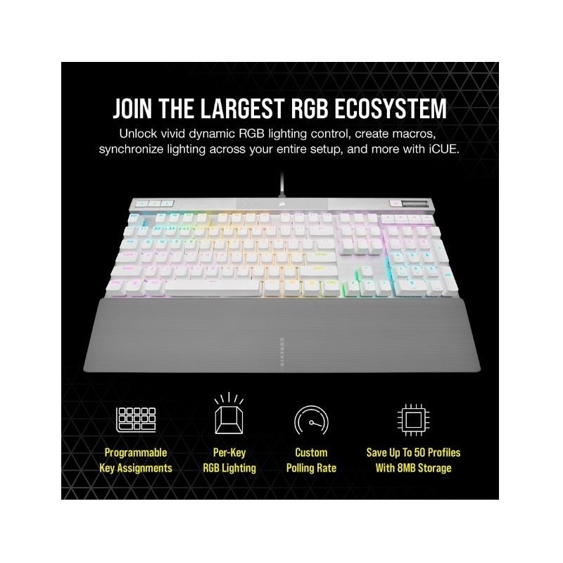 Klawiatura optyczno-mechaniczna K70 Pro RGB Biała