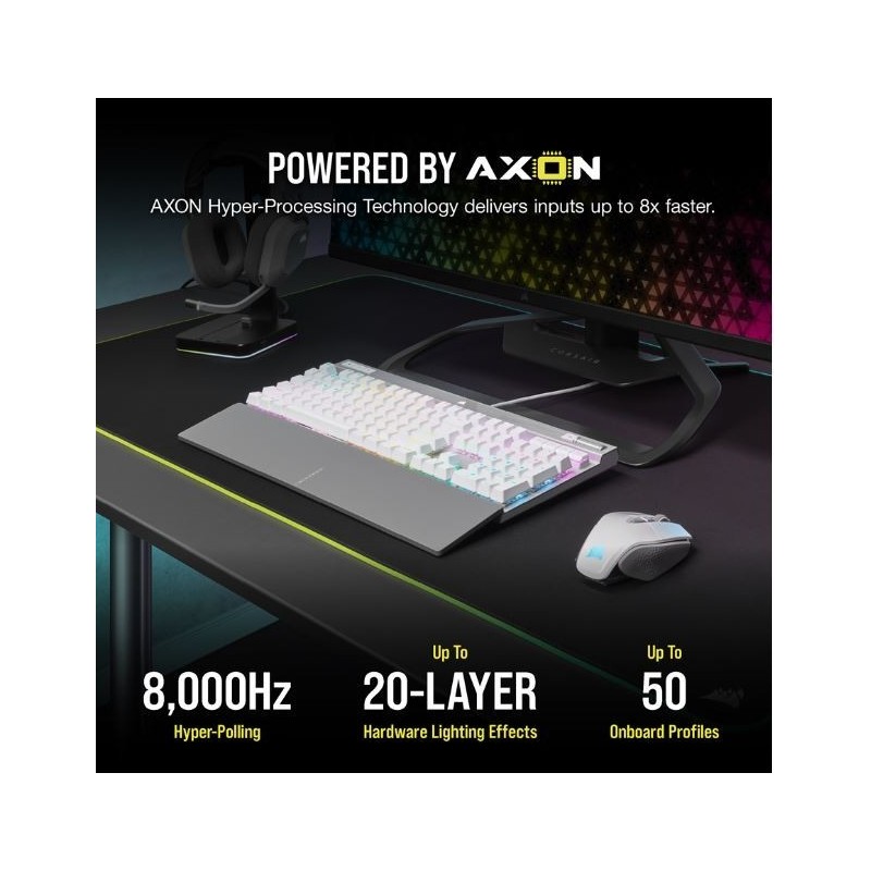 Klawiatura optyczno-mechaniczna K70 Pro RGB Biała