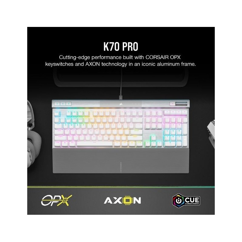 Klawiatura optyczno-mechaniczna K70 Pro RGB Biała