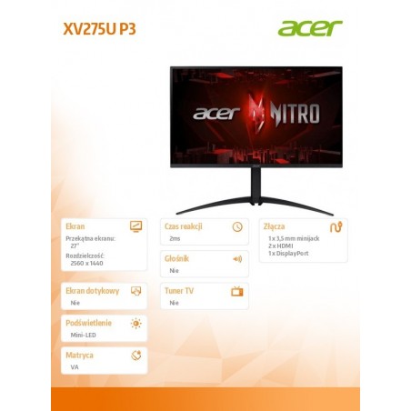 Monitor 27 cali XV275UP3biiprx VA DP HDMIx2 Monitor 27 cali XV275UP3biiprx VA DP HDMIx2