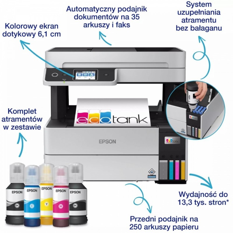 Urządzenie wielofunkcyjne EcoTank L6499 A4/4-in-1/3.3pl/37ppm/ADF35/PCL+PS  Urządzenie wielofunkcyjne EcoTank L6499 A4/4-in-1/3.3pl/37ppm/ADF35/PCL+PS
