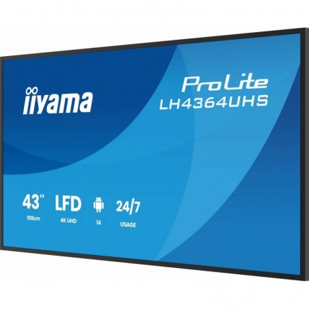 Monitor 43 cale LH4364UHS-B1AG 24/7,VA,ANDROID14,4K,500cd,4000:1,2xHDMI,USB-C,RJ45, RS-232c, IR, 2x10W, 2xUSB, UCHWYT ŚCIENNY Monitor 43 cale LH4364UHS-B1AG 24/7,VA,ANDROID14,4K,500cd,4000:1,2xHDMI,USB-C,RJ45, RS-232c, IR, 2x10W, 2xUSB, UCHWYT ŚCIENNY