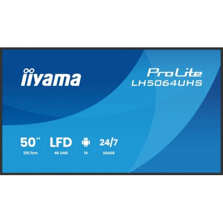 Monitor 50 cali LH5064UHS-B1AG, 24/7,IPS,ANDROID14,4K,500cd,1200:1, 2xHDMI ,USB-C,RJ45, RS-232c, IR, 2x10W, 2xUSB, UCHWYT ŚCI Monitor 50 cali LH5064UHS-B1AG, 24/7,IPS,ANDROID14,4K,500cd,1200:1, 2xHDMI ,USB-C,RJ45, RS-232c, IR, 2x10W, 2xUSB, UCHWYT ŚCI