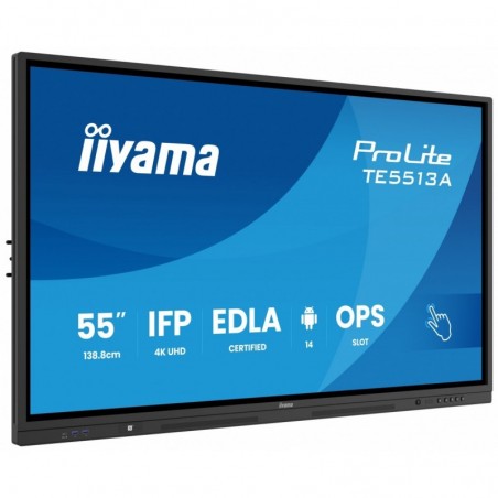 Monitor 55 cali TE5513A-B1AG INFRARED,40pkt,IPS,4K,7H,450cd/m2, WiFi,USB, ANDROID 14, Google EDLA,2x20W, UCHWYT CIENNY Monitor 55 cali TE5513A-B1AG INFRARED,40pkt,IPS,4K,7H,450cd/m2, WiFi,USB, ANDROID 14, Google EDLA,2x20W, UCHWYT CIENNY