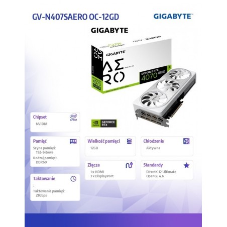 Karta graficzna RTX 4070 SUPER AERO OC 12G GDDR6X 192bit 3DP Karta graficzna RTX 4070 SUPER AERO OC 12G GDDR6X 192bit 3DP