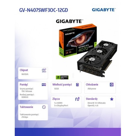 Karta graficzna RTX 4070 SUPER WINDFORCE OC 12G GDDR6X 192bit Karta graficzna RTX 4070 SUPER WINDFORCE OC 12G GDDR6X 192bit