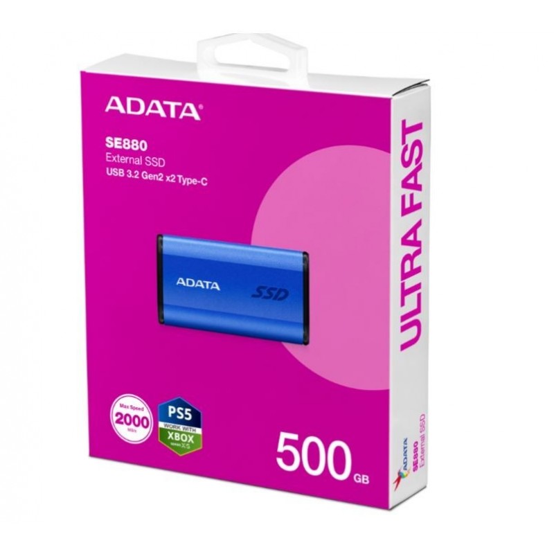 Dysk zewnętrzny SSD SE880 500 GB USB3.2A/C Gen2x2 Niebieski Dysk zewnętrzny SSD SE880 500 GB USB3.2A/C Gen2x2 Niebieski