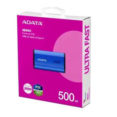 Dysk zewnętrzny SSD SE880 500 GB USB3.2A/C Gen2x2 Niebieski Dysk zewnętrzny SSD SE880 500 GB USB3.2A/C Gen2x2 Niebieski