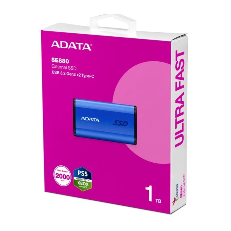 Dysk zewnętrzny SSD SE880 1TB USB3.2A/C Gen2x2 Niebieski Dysk zewnętrzny SSD SE880 1TB USB3.2A/C Gen2x2 Niebieski