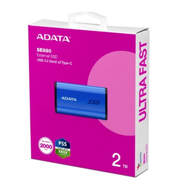 Dysk zewnętrzny SSD SE880 2TB USB3.2A/C Gen2x2 Niebieski Dysk zewnętrzny SSD SE880 2TB USB3.2A/C Gen2x2 Niebieski