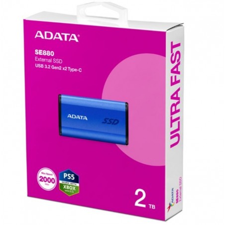 Dysk zewnętrzny SSD SE880 2TB USB3.2A/C Gen2x2 Niebieski Dysk zewnętrzny SSD SE880 2TB USB3.2A/C Gen2x2 Niebieski
