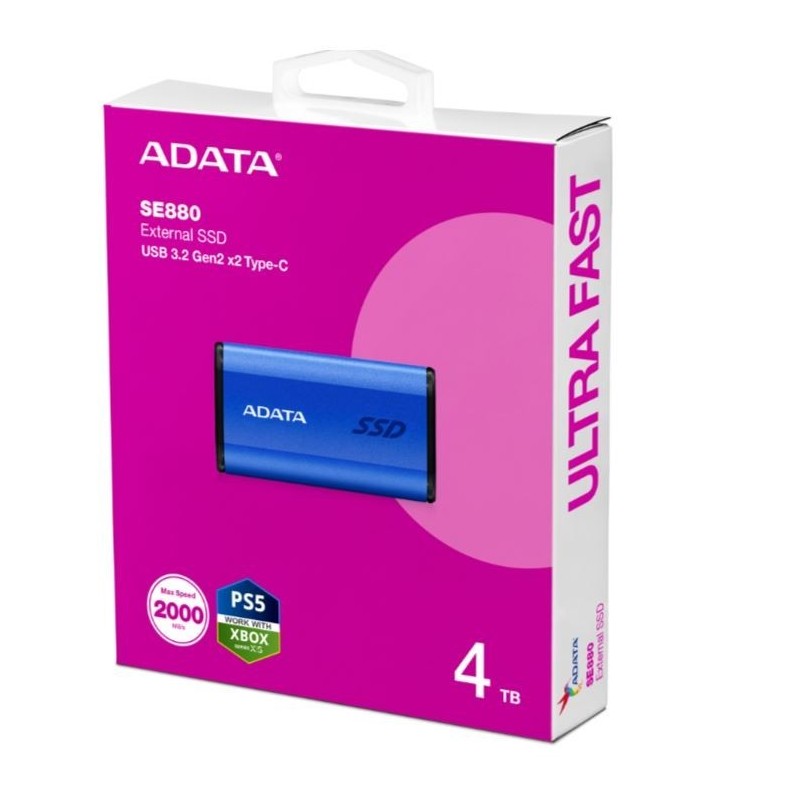 Dysk zewnętrzny SSD SE880 4TB USB3.2A/C Gen2x2 Niebieski Dysk zewnętrzny SSD SE880 4TB USB3.2A/C Gen2x2 Niebieski