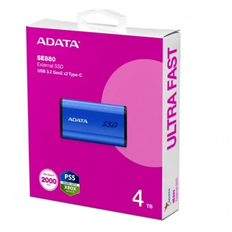 Dysk zewnętrzny SSD SE880 4TB USB3.2A/C Gen2x2 Niebieski Dysk zewnętrzny SSD SE880 4TB USB3.2A/C Gen2x2 Niebieski