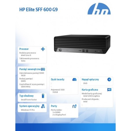 Komputer 600 G9 SFF i5-12500 512/16/W11P 6U4Q0EA Komputer 600 G9 SFF i5-12500 512/16/W11P 6U4Q0EA