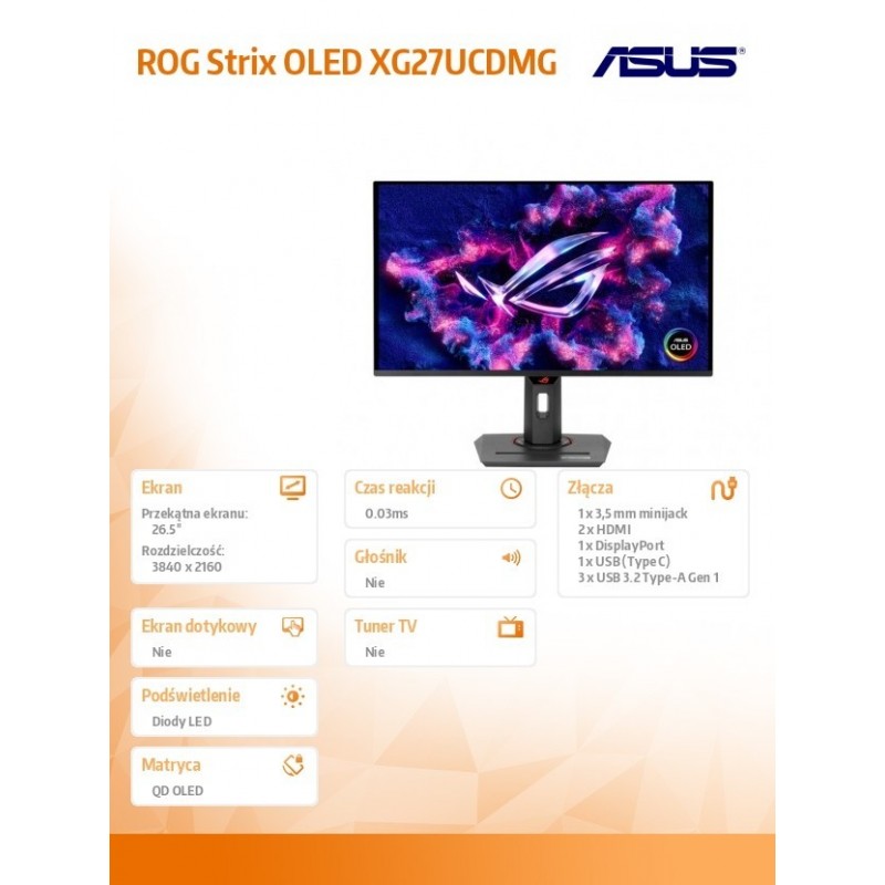 Monitor 27 cali XG27UCDMG OLED 4K 240Hz HDMI DP USB-C Monitor 27 cali XG27UCDMG OLED 4K 240Hz HDMI DP USB-C