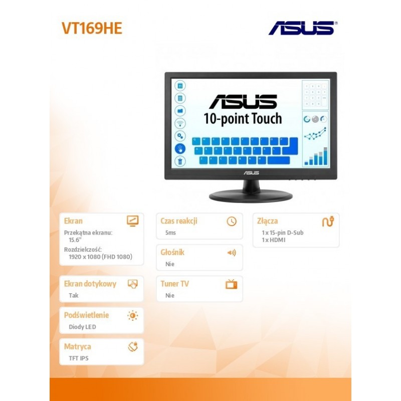 Monitor VT169HE DOTYK IPS FHD HDMI  Monitor VT169HE DOTYK IPS FHD HDMI