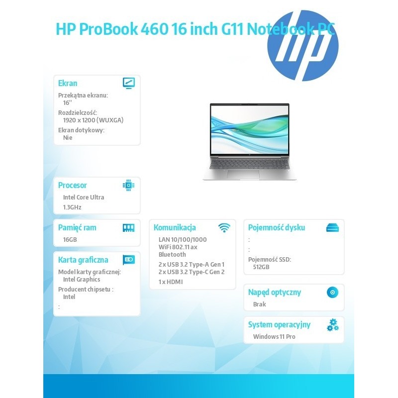 Notebook ProBook 460 G11 U5-125U 512GB/16GB/W11P/16.0 AD1Q3ET Notebook ProBook 460 G11 U5-125U 512GB/16GB/W11P/16.0 AD1Q3ET