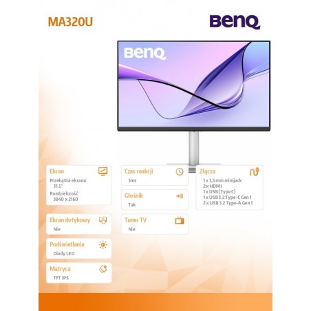 Monitor 31.5 cala MA320U 4K LED 5ms/60Hz/IPS Monitor 31.5 cala MA320U 4K LED 5ms/60Hz/IPS