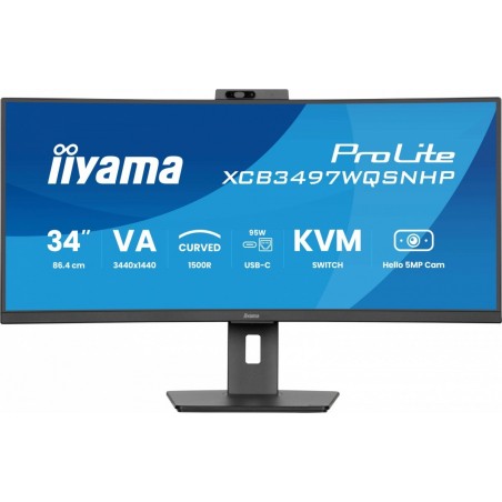 Monitor 34 cale XCB3497WQSNPH-B1,VA,UWQHD,1500R,USB-C Dock 95W, RJ45, KVM,2x5W, kamera 5MP, /5y/ Monitor 34 cale XCB3497WQSNPH-B1,VA,UWQHD,1500R,USB-C Dock 95W, RJ45, KVM,2x5W, kamera 5MP, /5y/