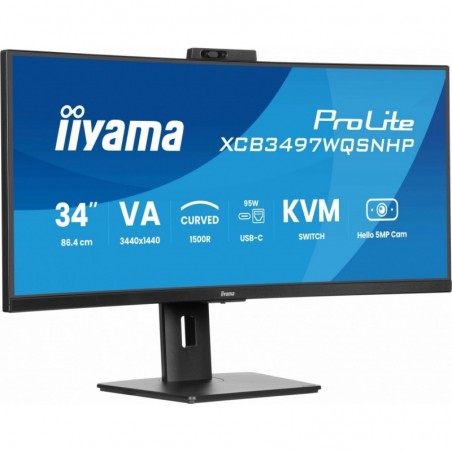 Monitor 34 cale XCB3497WQSNPH-B1,VA,UWQHD,1500R,USB-C Dock 95W, RJ45, KVM,2x5W, kamera 5MP, /5y/ Monitor 34 cale XCB3497WQSNPH-B1,VA,UWQHD,1500R,USB-C Dock 95W, RJ45, KVM,2x5W, kamera 5MP, /5y/