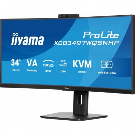 Monitor 34 cale XCB3497WQSNPH-B1,VA,UWQHD,1500R,USB-C Dock 95W, RJ45, KVM,2x5W, kamera 5MP, /5y/ Monitor 34 cale XCB3497WQSNPH-B1,VA,UWQHD,1500R,USB-C Dock 95W, RJ45, KVM,2x5W, kamera 5MP, /5y/