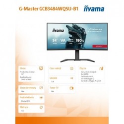 Monitor G-Master 34 cale GCB3484WQSU-B1,VA,UWQHD,180Hz,1500R, 21:9, 500cd/m2, 2x5W Monitor G-Master 34 cale GCB3484WQSU-B1,VA,UWQHD,180Hz,1500R, 21:9, 500cd/m2, 2x5W