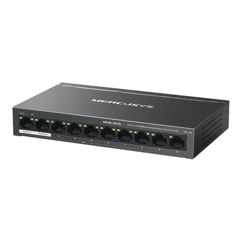 TP-LINK 10-Port 10/100Mbps Desktop Switch with 8-Port PoE+ PORT 8x 10/100 Mbps PoE+ Ports 2x 10/100 Mbps Non-PoE Ports