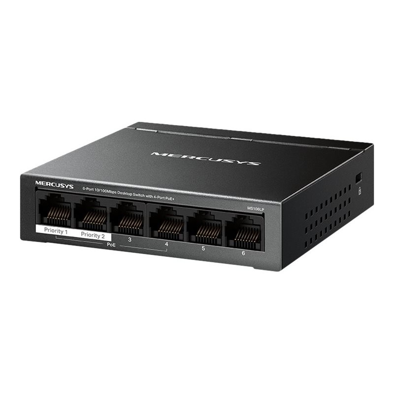 TP-LINK 6-Port 10/100 Mbps Desktop Switch with 4-Port PoE+ PORT 4x 10/100 Mbps PoE+ Ports 2x 10/100 Mbps Non-PoE Ports