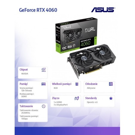 Karta graficzna GeForce RTX 4060 EVO OC 8GB GDDR6 128bit 3DP Karta graficzna GeForce RTX 4060 EVO OC 8GB GDDR6 128bit 3DP