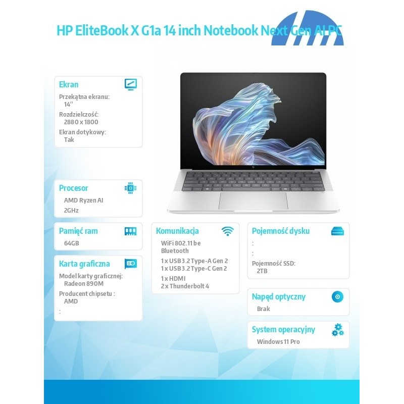 Notebook EliteBook X G1a  AI9HXP375 2TB/64GB/W11P/14.0   B9ZW9ET 