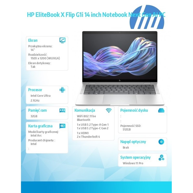 Notebook EliteBook X Flip G1i  U5 228V 512GB/32GB/W11P/14.0   B9ZX3ET