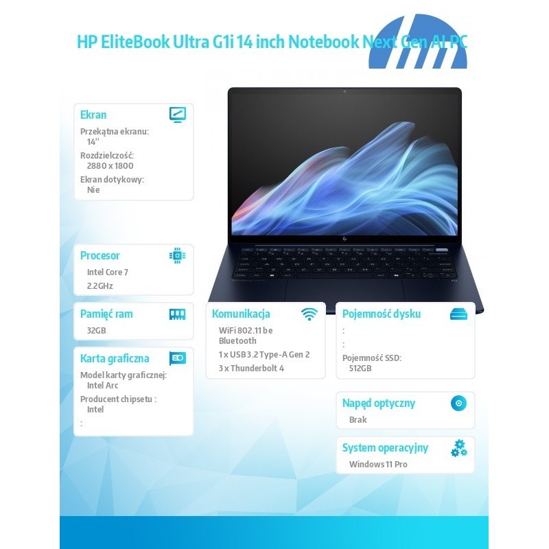 Notebook EliteBook Ultra G1i U7 258V/512GB/32GB/W11P/14.0 B9ZX2ET Notebook EliteBook Ultra G1i U7 258V/512GB/32GB/W11P/14.0 B9ZX2ET